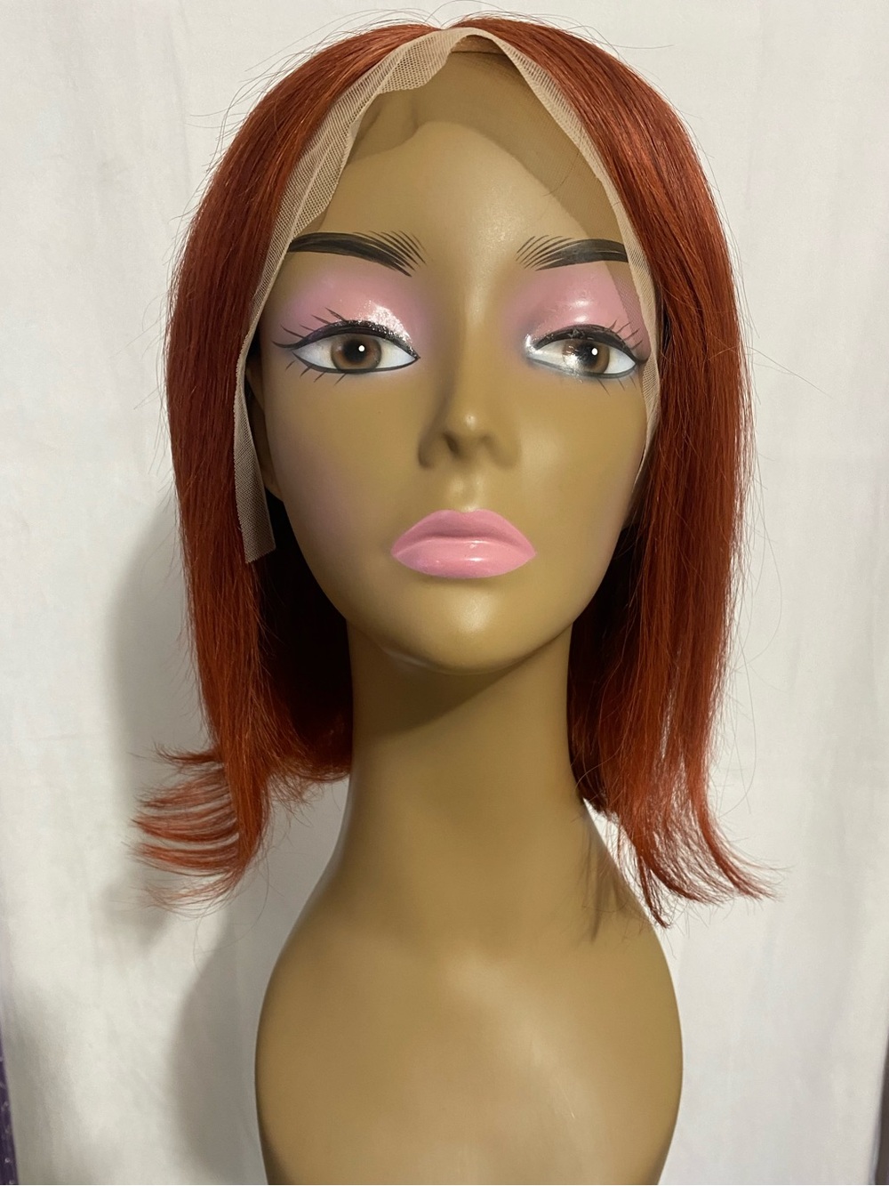 12” Reddish Brown 13x4 Lace Front Wig Human Hair Straight Pre-Plucked Bob Wig